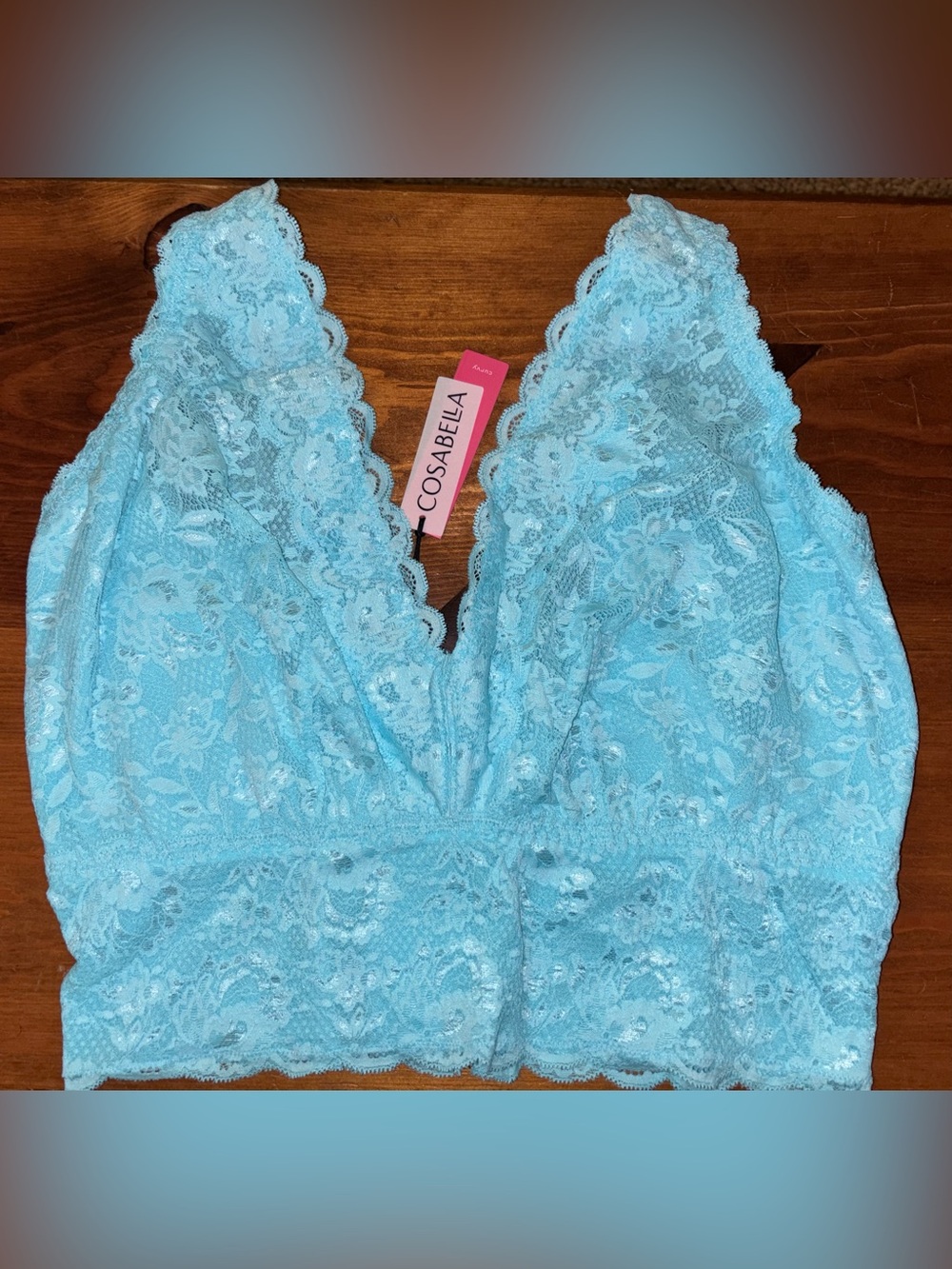 Cosabella Never Say Never Curvy Plungie Longline Bralette in Maldives Sz XL NWT